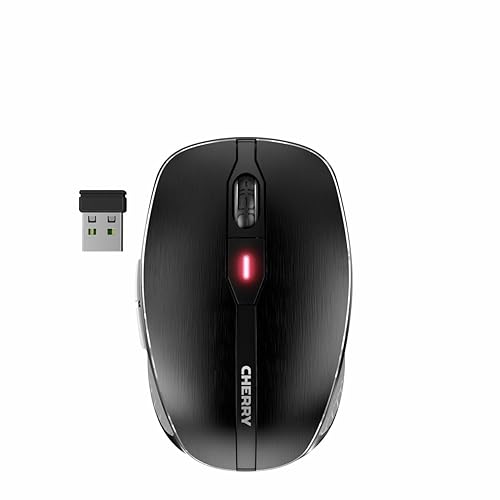Cherry MW 8C Advanced Wireless Designer Mouse with USB-C Charging. Adjustable Resolution (600,1000,1600,or 3200 DPI) Long-Lasting 2.4GHz Wireless Through Mini Receiver and Bluetooth