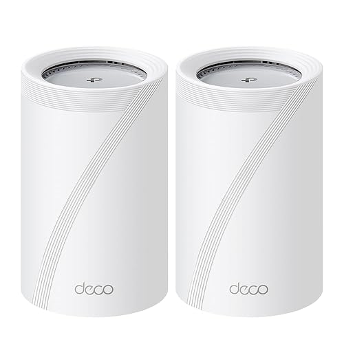 TP-Link Deco BE11000 Tri-Band WiFi 7 Mesh (Deco BE65 Pro) - 11 Gbps, 6 GHz/5 GHz/2.4 GHz Bands, 5 Gbps Ports, MLO, 320 MHz Channels, HomeShield, Universal Compatibility - 2-Pack Wi-Fi 7 | BE11000 Tri-Band 5G/2.5G Port, Multi-Gigabit 2-Pack