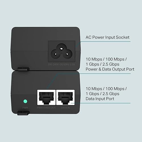 TP-Link 2.5G PoE+ Injector (TL-PoE260S) - 2 2.5G Ports, IEEE802.3af/at, Supplies up to 30 W, Integrated Power Supply, Plug & Play, Desktop/Wall-Mount