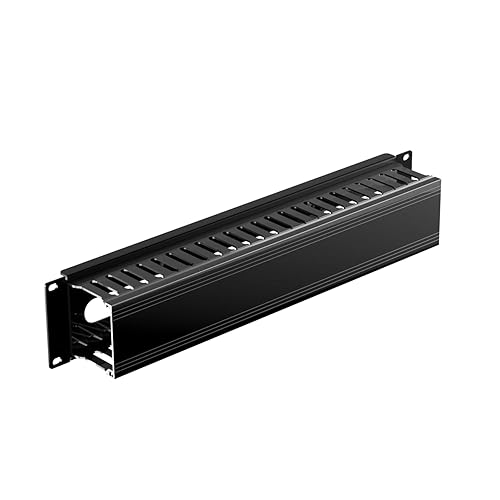IOGEAR 2U 19 Horizontal Cable Management Duct with Cover and Mounting Screws, Slotted Finger Duct Wire Organizer for Server/Network/Equipment Rack and Cabinets GROHD2U