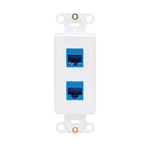 Tripp Lite Decora Wall Plate Insert, Decorative Center Plate, Vertical 2 Port Keystone Jack, White (N042D-002V-WH) Center Plate 2 Ports