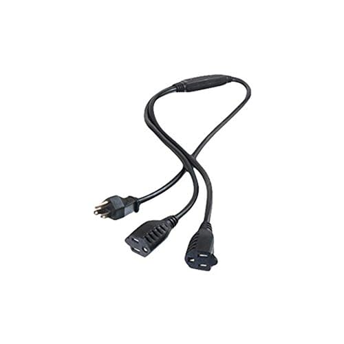 C2G 29805 16 AWG 1-to-2 Power Cord Splitter - 1 NEMA 5-15P to 2 NEMA 5-15R, TAA Compliant, Black (3 Feet, 0.91 Meters) Splitter 1 to 2 3 Feet