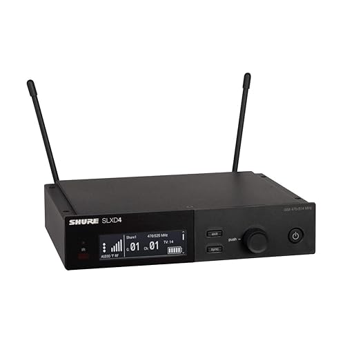 Shure SLXD4 Single Channel Receiver - for use with SLX-D Digital Wireless Microphone Systems, Transmitter Sold Separately | H55 Band (SLXD4=-H55) H55 Band (514-558 MHz) H55 Band (514-558 MHz)