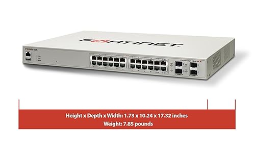 FORTINET FortiSwitch 124F-POE - FS-124F-POE, L2+ Managed POE Switch with 24GE + 4SFP+, 24port POE. Rack Mountable