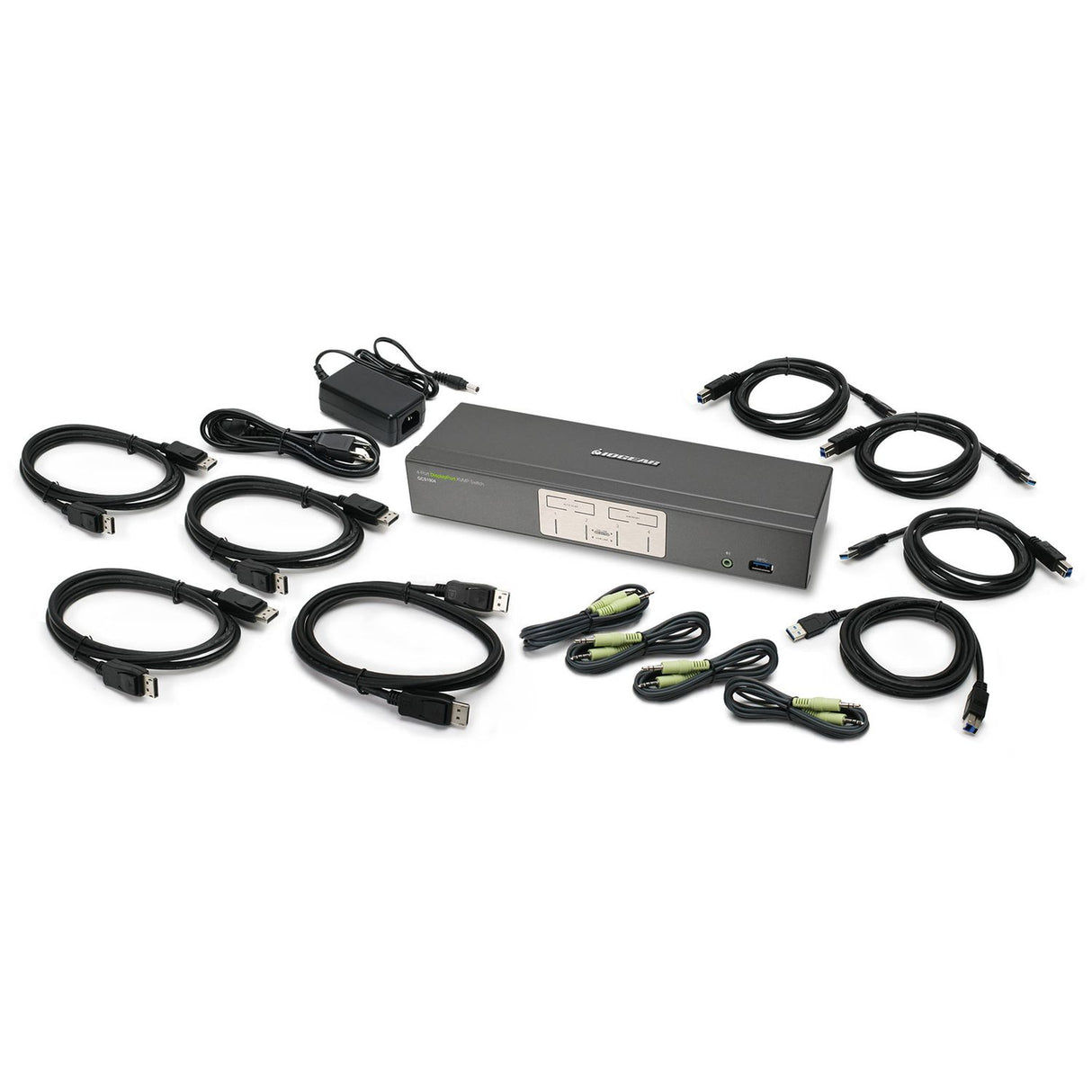 IOGEAR GCS1904-KM 4-Port 4K UHD DisplayPort KVMP with Wireless Keyboard and Mouse