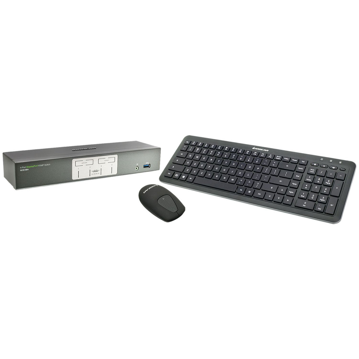 IOGEAR GCS1904-KM 4-Port 4K UHD DisplayPort KVMP with Wireless Keyboard and Mouse