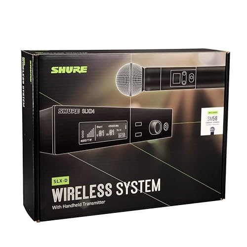 Shure SLXD24/SM58 Digital Wireless Microphone System - Includes SLXD2 Handheld Transmitter with SM58 Vocal Mic Capsule and SLXD4 Single Channel Rack Mount Receiver | G58 Band (SLXD24/SM58-G58) G58 Band (470-514 MHz) G58 Band (470-514 MHz)