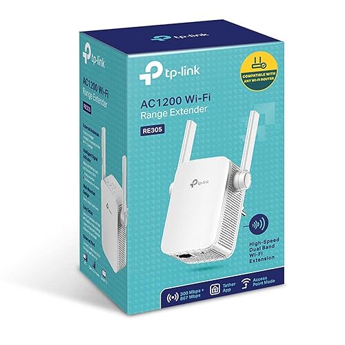TP-Link AC1200 WiFi Extender (RE305) - Covers up to 1,500 Sq.ft and 25 Devices, Up to 1200Mbps, Dual Band WiFi Booster Repeater, Access Point Mode