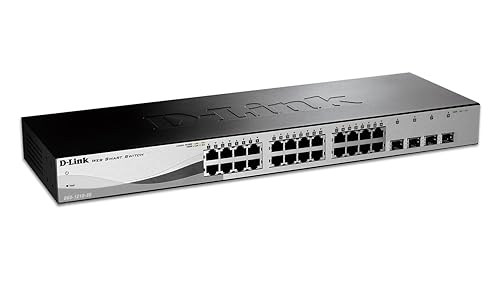D-Link 28-Port Gigabit Smart Managed Switch, 4 SFP Combo Ports, Advanced L2+ features, VLANs, Cable Diagnostics, Green, WebSmart, Web UI (DGS-1210-28 28 Port, 4 SFP