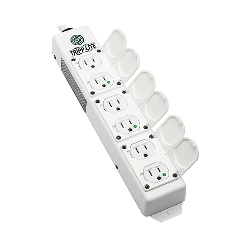 Tripp Lite Safe-IT 6-Outlet Medical Grade Power Strip for Patient Care Vicinity, 15ft Cord, UL 2930 and NFPA 99 Certified, Outlet Safety Covers, Dual Grounding, (PS-615-HGDG)