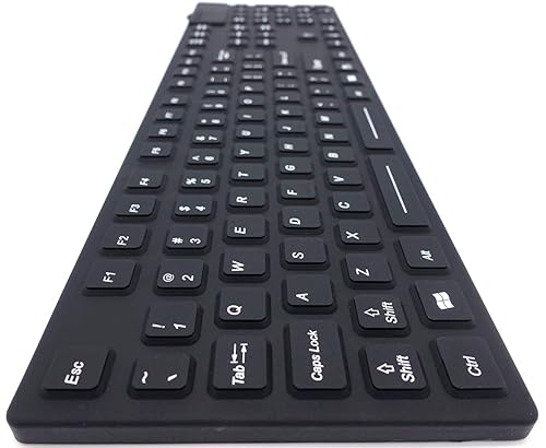 DSI Keyboard with Number Pad IP68 Waterproof Industrial Rugged Silicone IKB105, Black