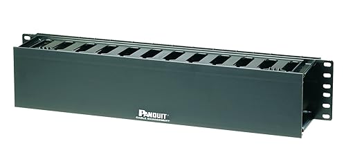 Panduit WMPF1E Horizontal Cable Manager, Black, 2 RU, Black