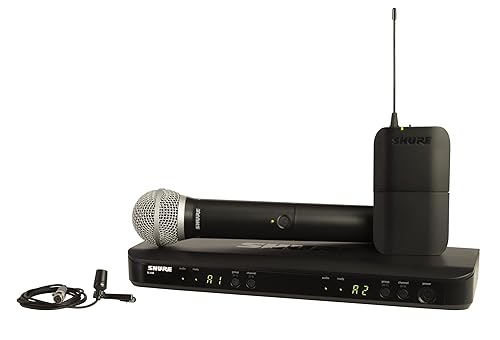 Shure BLX1288/CVL UHF Wireless Microphone System - Perfect for Church, Karaoke, Stage, Vocals - 14-Hour Battery Life, 100m Range | Includes Handheld & Lavalier Mics, Dual Channel Receiver | J11 Band J11 Band (596-616 MHz)
