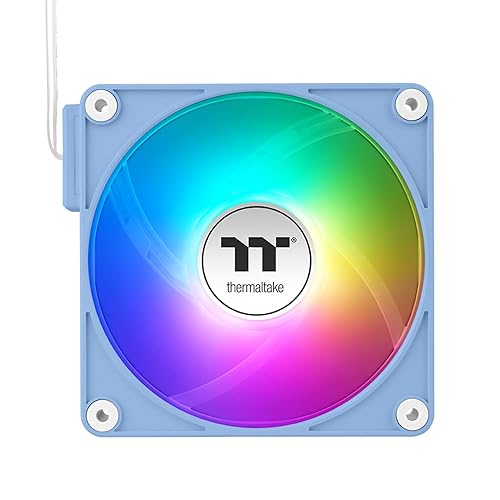 Thermaltake CT140 EX ARGB Reverse PC Cooling Fan HydrangeaBlue 3-Fan Pack, Magnetic Connection, 5V Motherboard Sync, 16.8 Million Colors 9 Addressable LEDs,140 mm Case/Radiator Fan,CL-F199-PL14BU-A