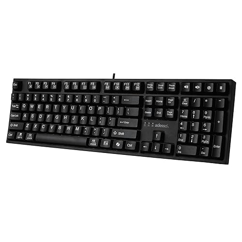 Adesso AKB-670UB Mechanical Keyboard with Copilot AI Hotkey - Blue Switch, Multi-OS Compatible | Enhanced Productivity with Tactile Feel and Multimedia Keys