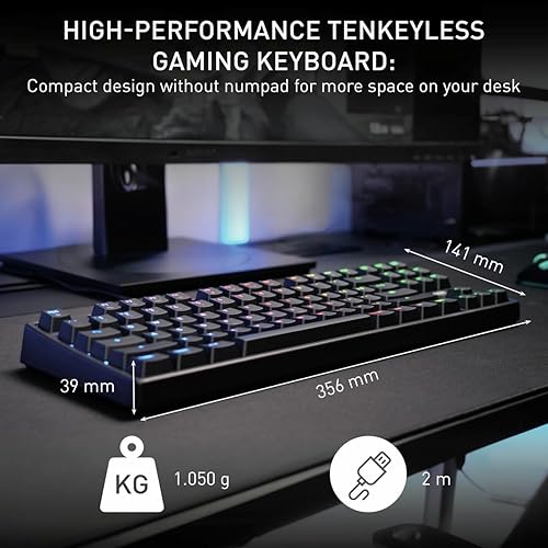CHERRY XTRFY K4V2 TKL Mechanical Gaming Keyboard | Wired Without Number Keypad | RGB Lighting MX2A RED Switches (Black)