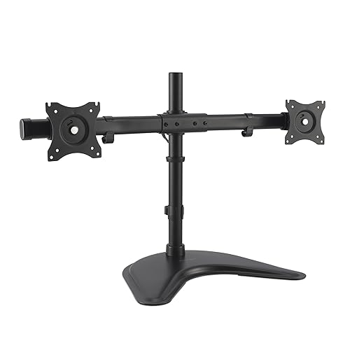 Kensington SmartFit Ergo Freestanding Dual Monitor Stand for 2 Screens Up To 27 Inch 22lbs, Quick-release Handle, Silicone Pad for Phone/Tablet, Height-adjustable Monitor Mount with Max VESA 100x100mm