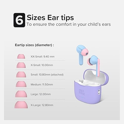 myFirst CareBuds - 2023 New Earbuds for Boys Girls Safe Earbuds Headphones for Kids with Anti-Lost Strip and Smart Touch Control (Cotton Candy Mix)