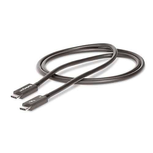 StarTech.com 3ft (1m) Thunderbolt 4 Cable - 40Gbps - 100W PD - 4K/8K Video - Thunderbolt Cable - Compatible w/ USB4/Thunderbolt 3/USB 3.2/USB Type-C/DisplayPort (TBLT4MM1M)