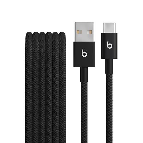 Beats USB-A to USB-C Woven Cable Fast Charging Durable and Tangle-Free Design Compatible Charger for Apple & Android Devices (1.5 m) - Bolt Black Bolt Black (1.5 m)