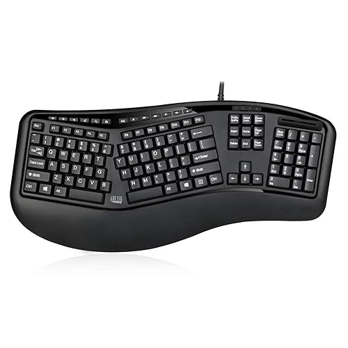 Adesso TruForm AKB-150SB-TAA Desktop Ergonomic Smart Card Reader Keyboard (TAA Compliant), Black