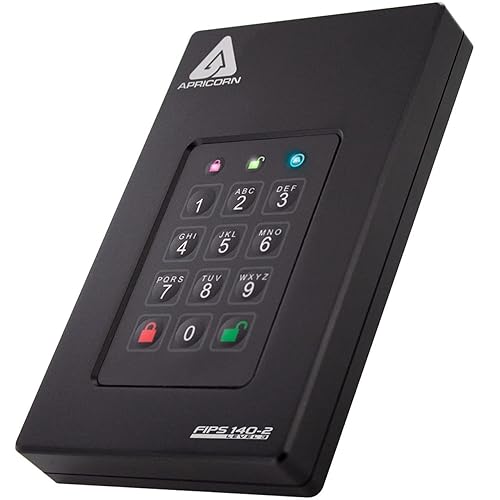 Apricorn Aegis Fortress Level 3 Validated, 2TB USB 3.0 Hardware Encrypted Portable Drive (AFL3-2TB), Black