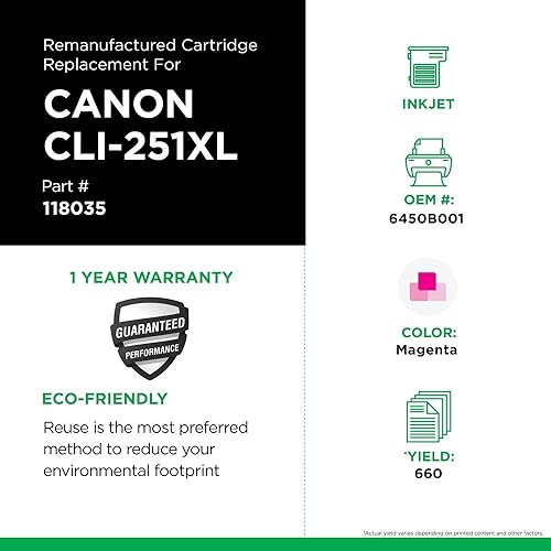 Imaging Replacement High Yield Ink Cartridge Replacement for Canon CLI-251XL, Magenta