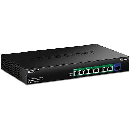 TRENDnet 9-Port 2.5G GaN Power PoE++ Switch with 10G SFP+ Port (480W), TPE-BG5091, 8 x 2.5G PoE++ Ports, 1 x 10G SFP+ Port, 480W, 60Gbps, NDAA TAA Compliant for Government use, Lifetime Protection