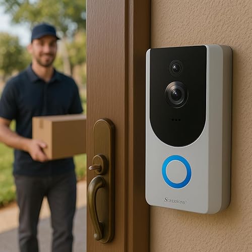 Supersonic SC-5000VD Smart WiFi Doorbell Camera, with 1080P HD Video Recording, Voice Call Intercom, Infrared Night Vision, Remote Monitor, Intercom, Trigger, Built-in SD Card, No Wire Connection
