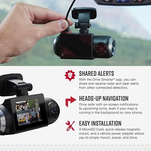 COBRA Smart Dash Cam with Interior Cam (SC 201) - Full HD 1080P Resolution, Built-in WiFi & GPS, 16GB SD Card, 2 Display, Shared Alerts, Incident Reports, Emergency MayDay, Drive Smarter App SC201 Front and Cabin View Dash Cam