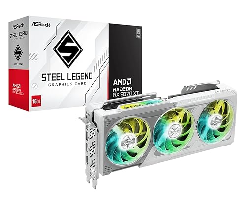 ASRock AMD Radeon RX 9070 XT Steel Legend 16GB Graphics Card - 16GB GDDR6, 256-bit, 1x HDMI, 3 x DisplayPort