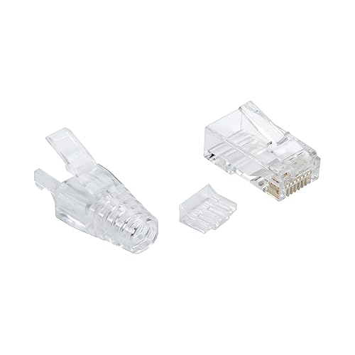 Black Box CAT6A Modular RJ-45 Plugs w/Boots, Solid/Stranded UTP, 100PK