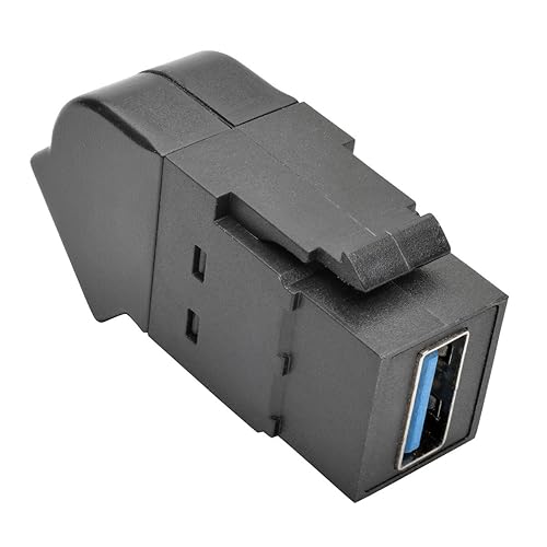 Tripp Lite USB 3.0 Keystone Panel Mount Coupler (F/F), Angled, All-in-One, Black (U325-000-KPA-BK)