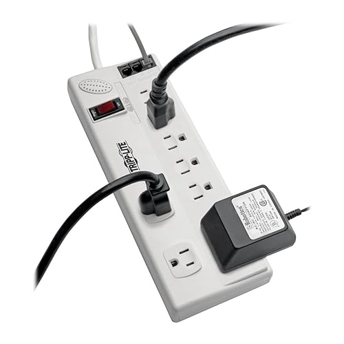 Tripp Lite TLP808TELTAA Surge Protector 120V 5-15R 8 Outlet RJ11 8-Feet Cord 2160 J TAA GSA 8 Outlets + Tel/Fax/Modem