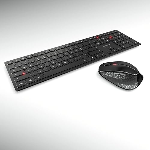 CHERRY DW 9500 Slim Wireless Desktop Keyboard and Mouse Combo, Extra Flat Thin Design with Ergo Friendly Mouse Companion. Bluetooth or USB Receiver.