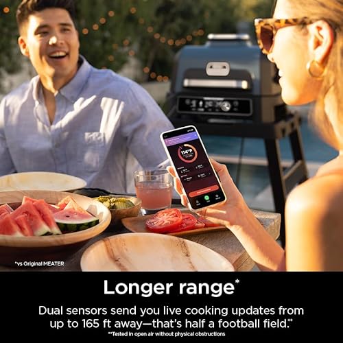 Ninja ProChef™ Wireless Meat Thermometer Indoor & Outdoor, for Grill, Oven, Smoking, Roasting, air Frying, Flame Resistant, Long Battery Life, Bluetooth, Waterproof, WP100C (Canadian Version)