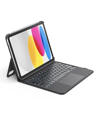 Belkin Everyday Keyboard Case with Cradle, Backlit Bluetooth Keyboard, Multi Test Controls, Magnetic Apple Pencil Storage Compatibility and Multimedia Keys for iPad 10th Generation iPad 10th GEN Case w/ Cradle