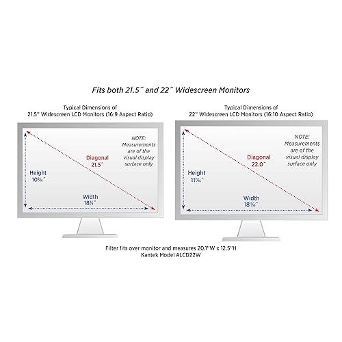 Kantek LCD22W LCD Anti-Glare Protective Filter for 21.5 and 22-Inches Monitors