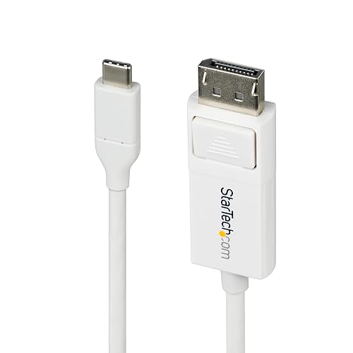 StarTech.com 6ft (2m) USB-C to DisplayPort 1.2 Cable, Bidirectional, 4K 60Hz, Thunderbolt/USB Type-C Adapter Cable, White