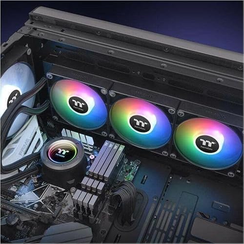 Thermaltake TH420 ARGB Sync V2 CPU Liquid Cooler/AlO Liquid Cooling/Fan 140mm*3/PWM 500~2000 RPM/Mirror Waterblock/MB ARGB Sync Control, CL-W376-PL14SW-A ARGB V2 420mm Black