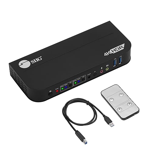 SIIG 2-Port 4K Kvm Switch Hdmi with Remote Control, 1X Hdmi Output, 2X USB 3.2 Type-A Ports, Edid Bypass, Compatible with Windows and Mac (Ce-Kv0E11-S1) Silver
