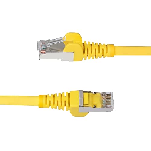 StarTech.com 1ft Yellow CAT6a Ethernet Cable, Snagless RJ45, 10GbE, 100W PoE++, S/FTP, 500MHz, 27AWG Pure Bare Copper, LSZH Yellow 1 ft.