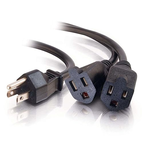 C2G 29802 16 AWG 1-to-2 Power Cord Splitter (NEMA 5-15P to 2 NEMA 5-15R) TAA Compliant, Black (18 Inch)