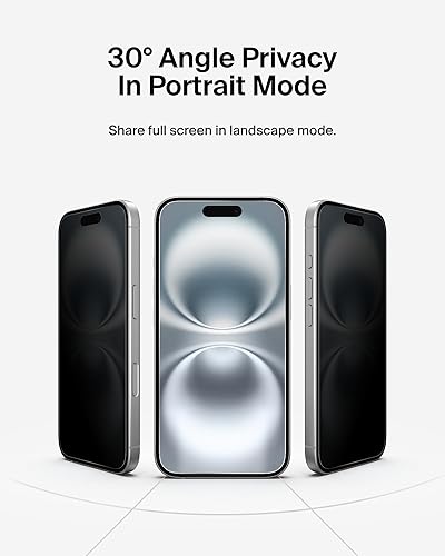 Belkin ScreenForce InvisiGlass Privacy Screen Protector for iPhone 16, iPhone 15, & iPhone 14 Pro
