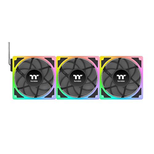 Thermaltake Toughfan EX 120 ARGB Sync; 120mm; 500~2000 RPM; MagForce 2.0; 2.86mm-H2O Static Pressure; Airflow 59.34 CFM; Hydraulic Bearing; 5V 3-Pin Motherboard Sync; 3-Pack; Black; CL-F210-PL12SW-A