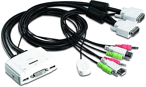 TRENDnet 2-Port DVI USB KVM Switch and Cable Kit with Audio, Manage Two PC's, USB 2.0, Hot-Plug, Auto-Scan, Hot-Keys, Windows/Linux/Mac Compliant, TK-214i DVI USB with Audio