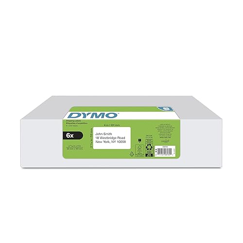 DYMO Authentic LabelWriter Standard Shipping Labels for LabelWriter Label Printers (30256), White, 2-5/16'' x 4'', 6 Rolls of 300