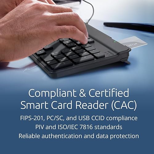 Kensington KB201C Simple Solutions Wired Keyboard with Smart Card Reader (CAC), TAA Compliant, Black (K75454TAA) Wired Keyboard w/ CAC reader