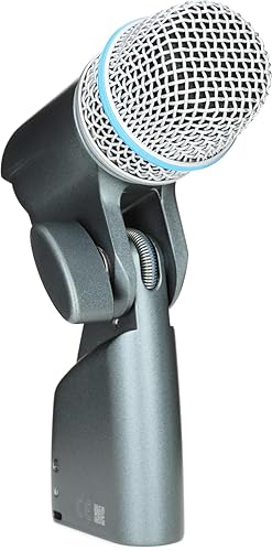 Shure BETA 56A Snare and Tom Microphone - Supercardioid Swivel-Mount Dynamic Drum Mic for Close Miking, Equipped with Shock Mount for Sound Isolation, Dynamic Locking Stand Adapter, Steel Mesh Grille