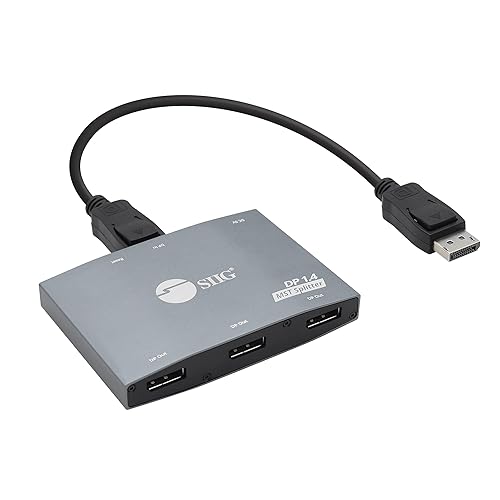 SIIG 3-Port DisplayPort Splitter MST Hub 4K - 1 in 3 Out DP 1.4 to DP Multi Monitor Splitter with Female DP Input - NOT for macOS (CE-DP0S11-S1)